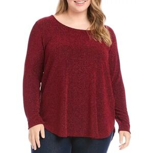 Karen‎ Kane Red Sparkle Knit Tunic Top 2X Sparkly Romantic Luxury
